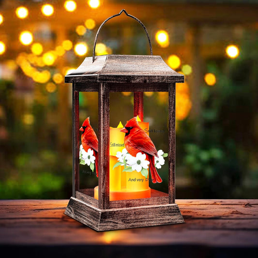 Solar Lanterns Outdoor Hanging Lanterns, Metal with Glass Cardinal Solar Lights, Waterproof Decorative Lantern Garden Decor for Outside Table Patio Yard, Memorial Gifts Grave Decorations for Cemetery-VerdiqueGarden