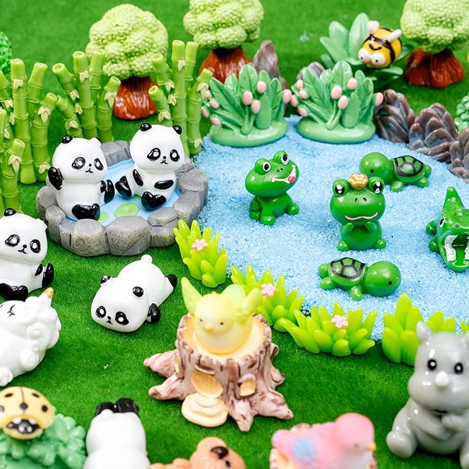 Miniature Small Animal Figurines, 80pcs of Mini Resin Animals, Forest Decoration Ornaments, Miniature Landscape Ornament Sets, Fairy Garden and Dollhouse Accessories-VerdiqueGarden
