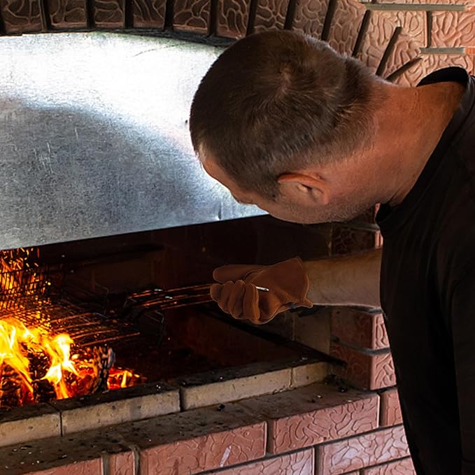 HLDD HANDLANDY Leather Work Gloves for Men & Women, Adjustable Wrist Cowhide Gardening Glove with Reinforced Palm for Driver-VerdiqueGarden