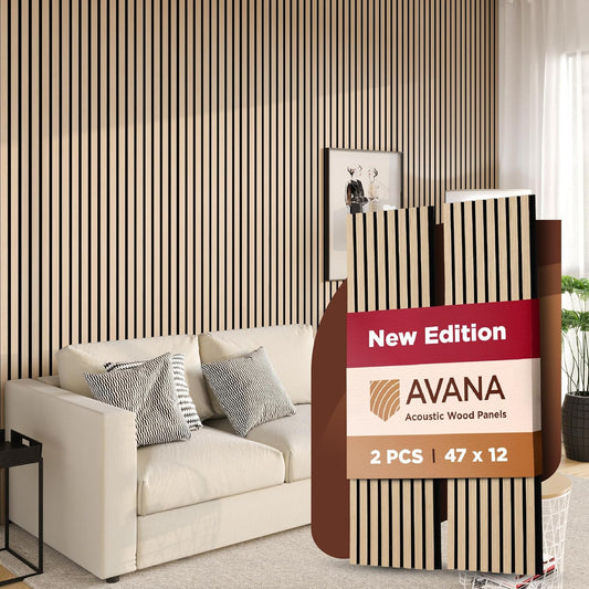 Avana Acoustic Wood Wall Panels – 47.2 X 12.6 White Oak Acoustic Panels 2 PCs – Modern Wall Panels For Interior Wall Decor For Homes, Offices, Studios – Sturdy And Durable Wood Panels For Wall-VerdiqueGarden