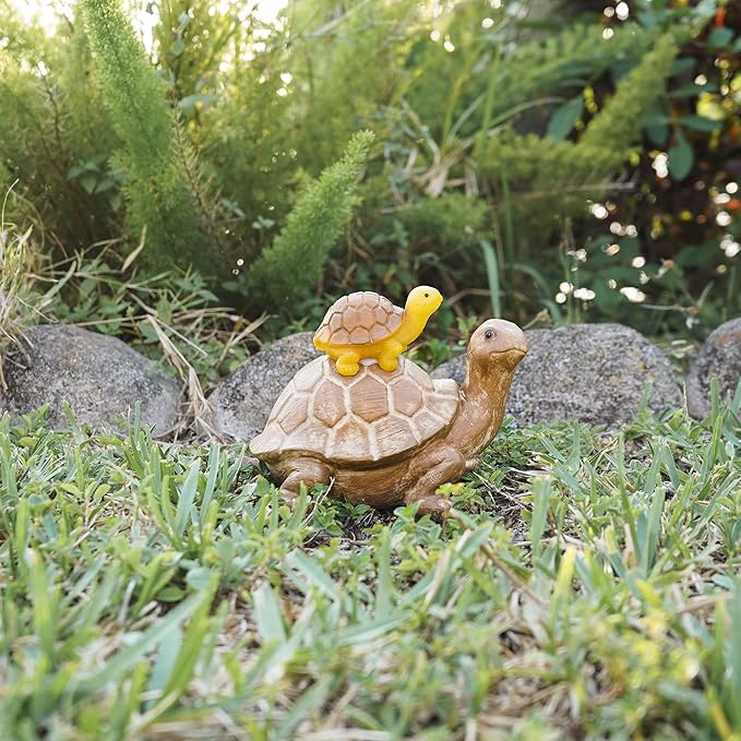 VP Home Mom and Baby Turtle Solar Powered LED Outdoor Decor Garden Light Great Addition for Your Garden, Solar Powered Light Decorations Gifts for Outside Patio Lawn Yard-VerdiqueGarden