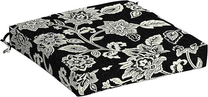 Arden Outdoor Seat Cushion, 19 x 19, Rain-Proof, Fade Resistant Ashland Black Jacobean-VerdiqueGarden