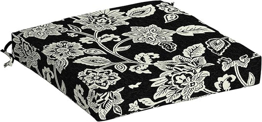 Arden Outdoor Seat Cushion, 19 x 19, Rain-Proof, Fade Resistant Ashland Black Jacobean-VerdiqueGarden