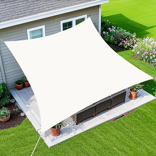Amagenix Sun Shade Sail 6'X15' Curved Edge Outdoor Shade Canopy White Breathable 95% UV Block Shade Cloth for Patio Garden Backyard (We Make Custom Size)-VerdiqueGarden