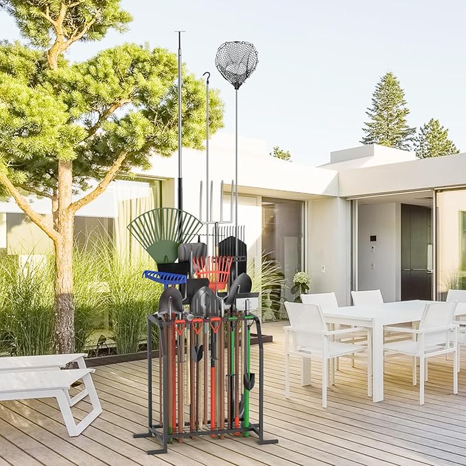 Trieez Extra Large Garden Tool Organizer for Garage, NEVER FALL OVER - Yard Tool Organizer Garage for Organization and Storage, Tool Rack for Shed, Outdoor, Tool Stand-VerdiqueGarden