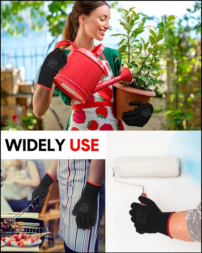 Nuogo 24 Pairs Gardening Gloves for Men Women Rubber Coated Landscaping Work Gloves Safety Work Construction-VerdiqueGarden