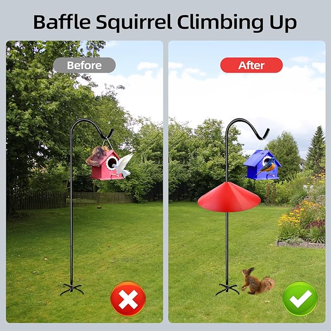 24-inch Large Outdoor Squirrel Baffles for Bird Feeders Pole, Baffle with Metal Frame, Squirrel Guard for Bird Houses, Two Way Use, Red Color-VerdiqueGarden