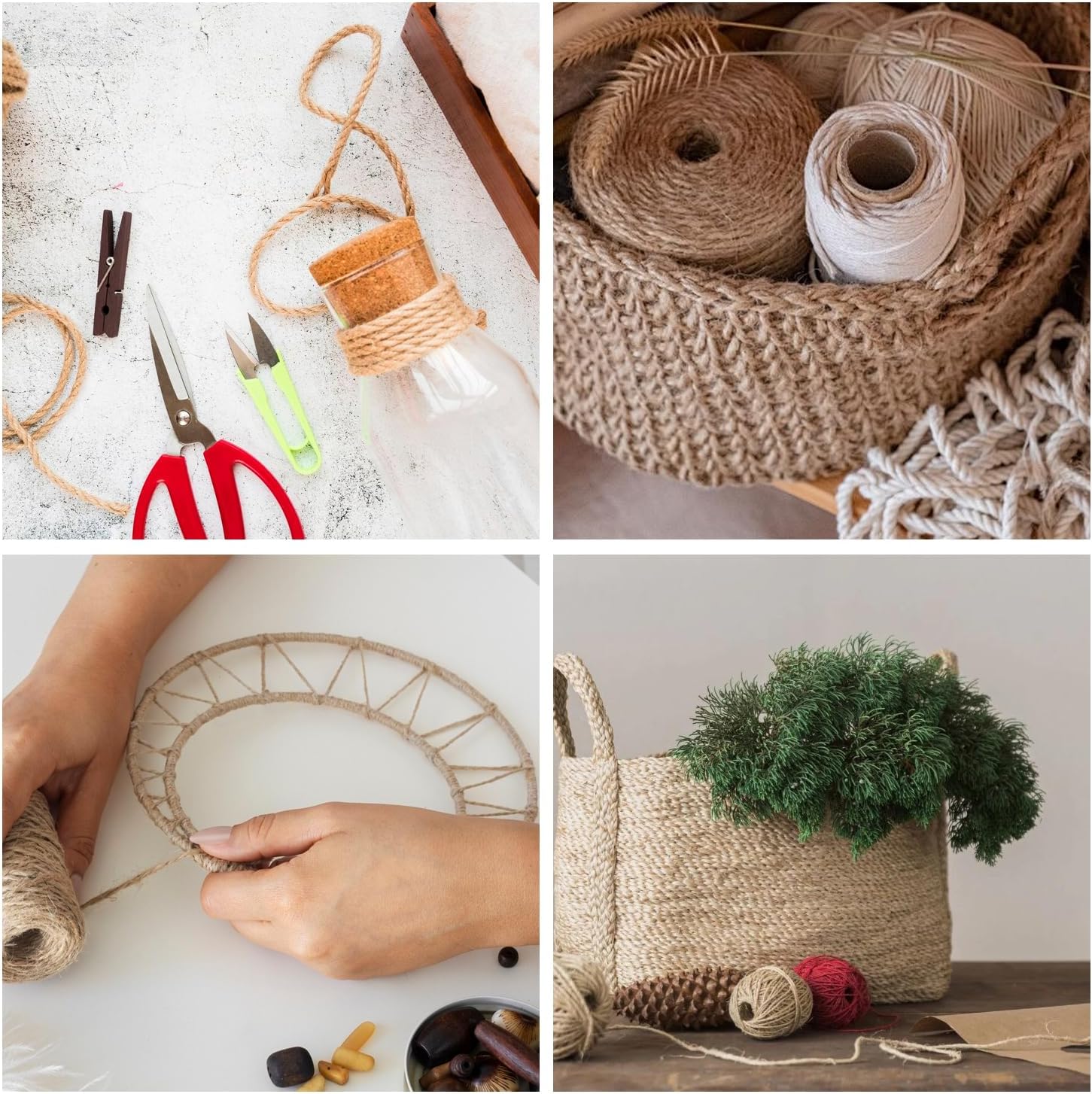 Natural Jute Twine 656ft 3mm,3Ply Twisted Thick Twine Rope Strong Jute String Roll for Crafts Gift Wrapping Gardening Home Decor Bundling Cat Scratching Post-VerdiqueGarden