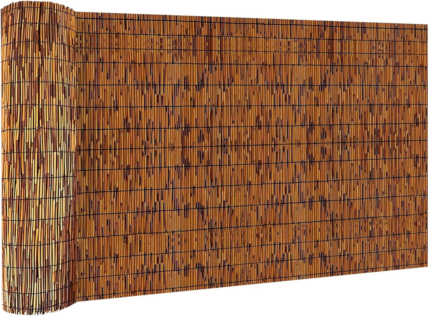 Bamboo Reed Fencing, Light Russet Bamboo Screens Outdoor, Decorative Privacy Screen Reed Curtains for Patio Balcony Garden Backyard, 5 x 10 FT-VerdiqueGarden