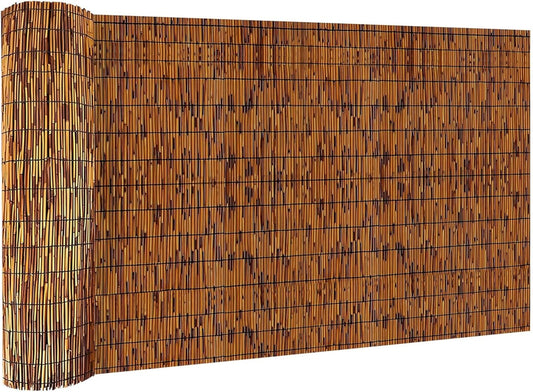 Bamboo Reed Fencing, Light Russet Bamboo Screens Outdoor, Decorative Privacy Screen Reed Curtains for Patio Balcony Garden Backyard, 5 x 10 FT-VerdiqueGarden