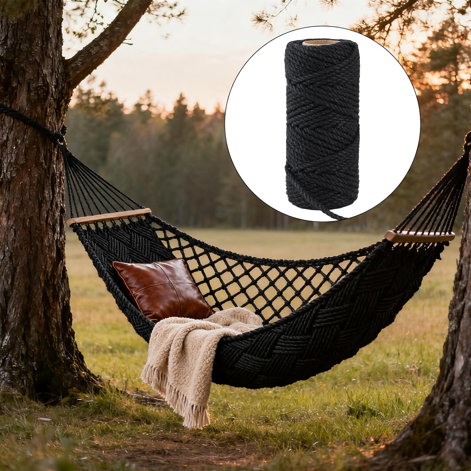 100 Feet 5mm Thick Black Natural Jute Twine, Garden Twine Heavy Duty Industrial Packing Materials String Wrapping, Arts, and Crafts, Halloween Wrapping, Gardening Applications-VerdiqueGarden