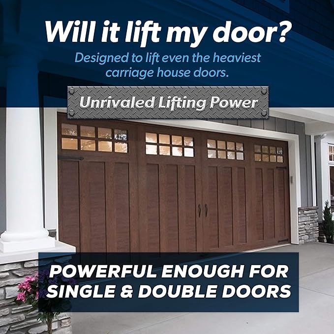 Workhorse BU100 Overhead Garage Door Opener with Heavy-Duty Chain Drive for Single or Double Doors, Wall Mount, and Remote Garage Opener Included, Quick and Easy Installation, White-VerdiqueGarden