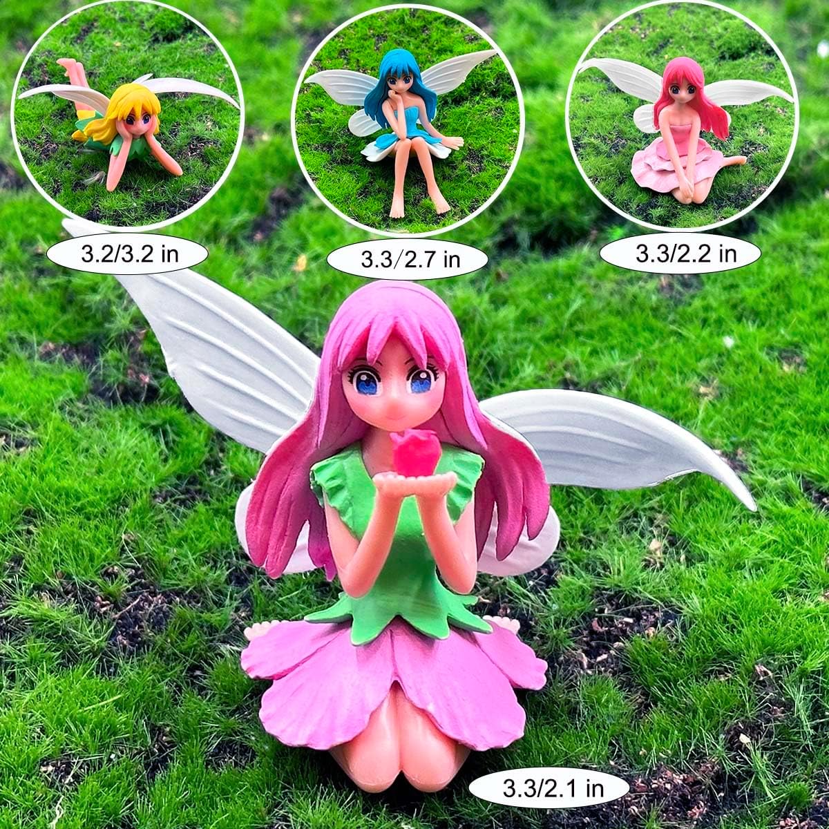 Miniature Fairy Figurines - 4Pcs Small Flower Fairies Ornaments Resin Mini Fairy Figurines Tiny Elf for DIY Fairy Garden Flower Pot Bonsai Micro Landscapes Craft Decoration Accessories (purple)-VerdiqueGarden