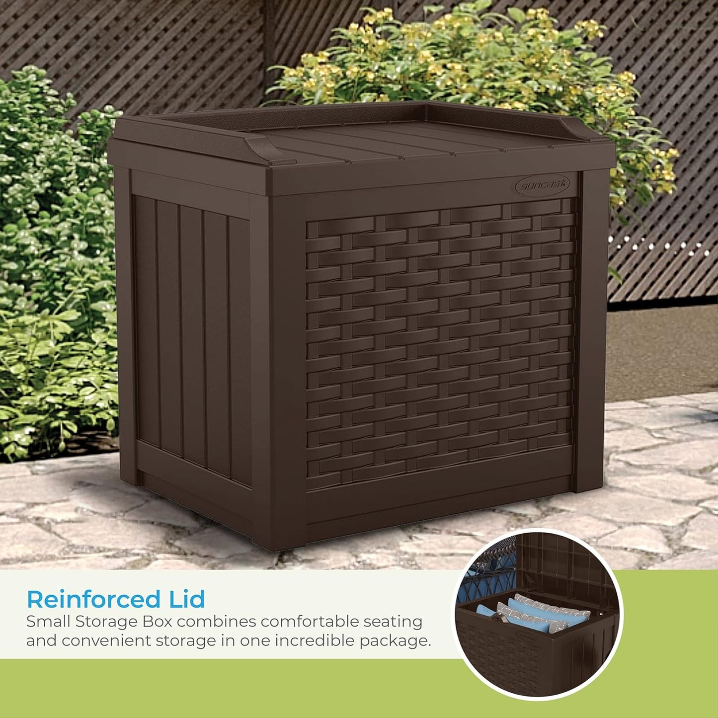 Suncast 22 Gallon Small Resin Storage Seat, Java, SSW600J-VerdiqueGarden