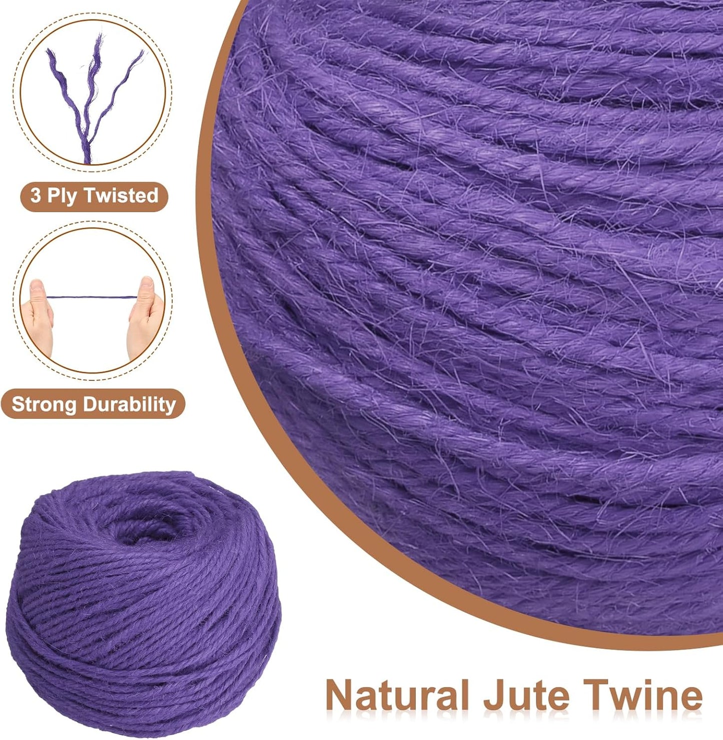 uxcell 328 Feet Natural Jute Twine String,3mm Thin Garden Twine Rope Colored Plant String Cord for DIY Art Crafts Gift Wrapping Decoration Packing Gardening Plant Hanger,Purple-VerdiqueGarden