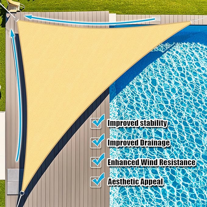 Amagenix Sun Shade Sail 6'X6'X6' Curved Edge Outdoor Shade Canopy Sand Breathable 95% UV Block Shade Cloth for Patio Garden Backyard (We Make Custom Size)-VerdiqueGarden
