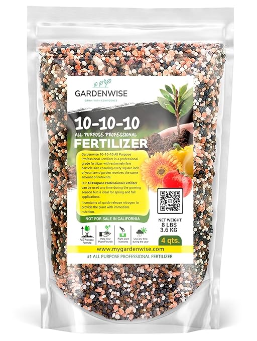 10-10-10 Plant Fertilizer Slow Release - 10 10 10 All Purpose Granular Garden Fertilizer for Vegetables, Tomato, Arborvitae, Shrubs, Rose, Flowers, Fruit, Fig Trees (4 QUARTS)-VerdiqueGarden