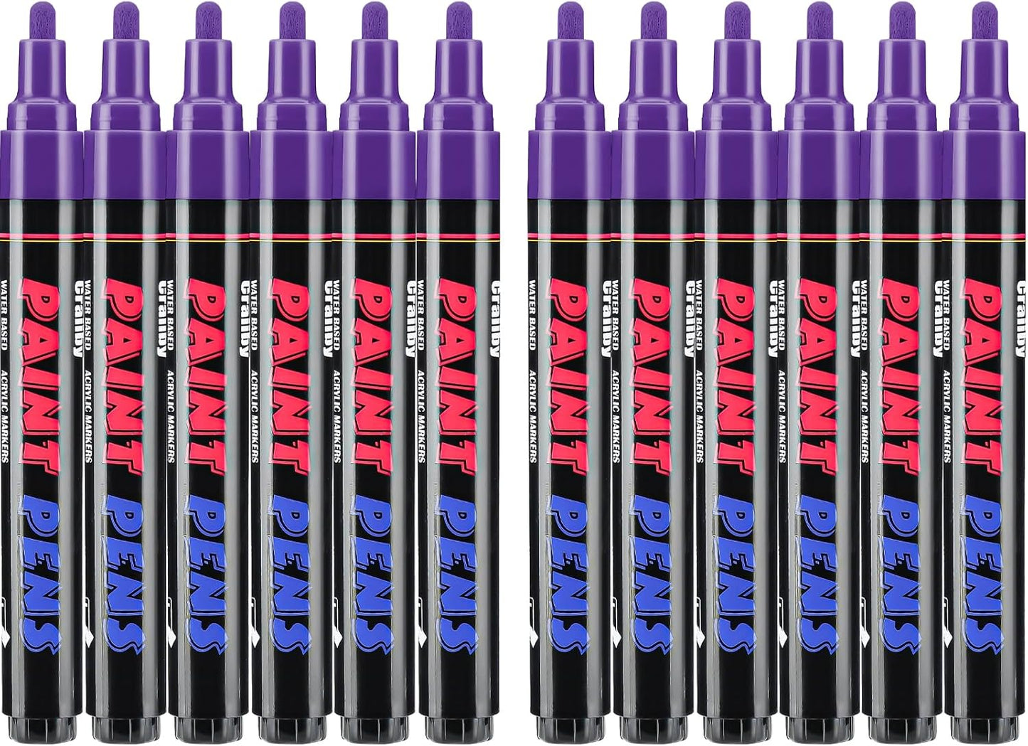 Purple Paint Pens Paint Markers - 12 Pack Permanent Quick Dry Waterproof Marker Pens for Rocks Wood Fabric Plastic Canvas Glass Mugs Metal Tire Stone-VerdiqueGarden