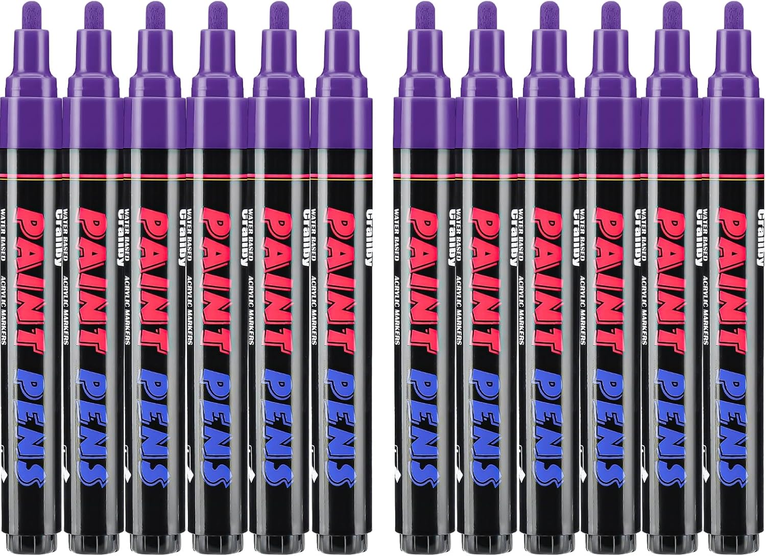 Purple Paint Pens Paint Markers - 12 Pack Permanent Quick Dry Waterproof Marker Pens for Rocks Wood Fabric Plastic Canvas Glass Mugs Metal Tire Stone-VerdiqueGarden