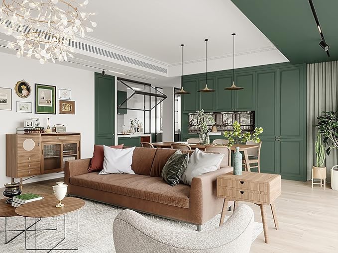 Dimoon 590''x23.6'' Green Peel and Stick Wallpaper Contact Paper Modern Self Adhesive Wall Paper Removable Renter Friendly Textured Solid Color Shelf Cabinet Vinyl Roll (590''x23.6'',Dark Green)-VerdiqueGarden