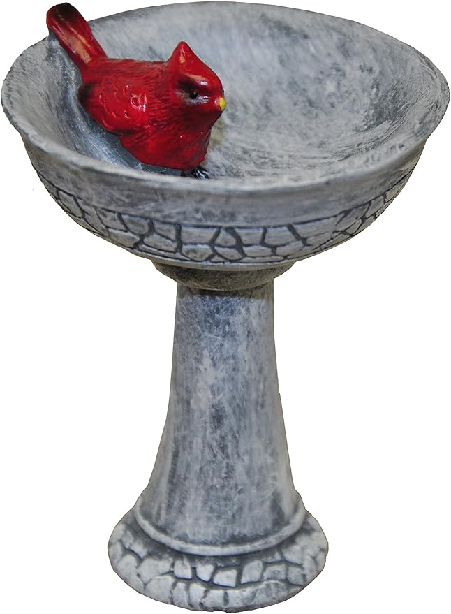 G & F Products MiniGardenn 10027 Fairy Garden Polyresin Miniature, Cardinal Birdbath Pick-VerdiqueGarden