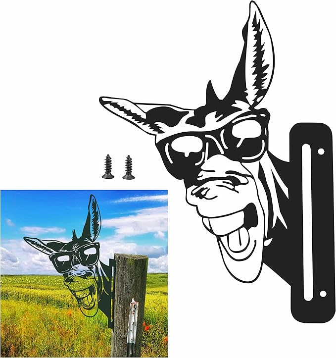 Peeping Donkey Metal Art Farm Garden Decor Garden Fence Decoration Outdoor Decoration for Farmhouse,Yard,Lawn-VerdiqueGarden