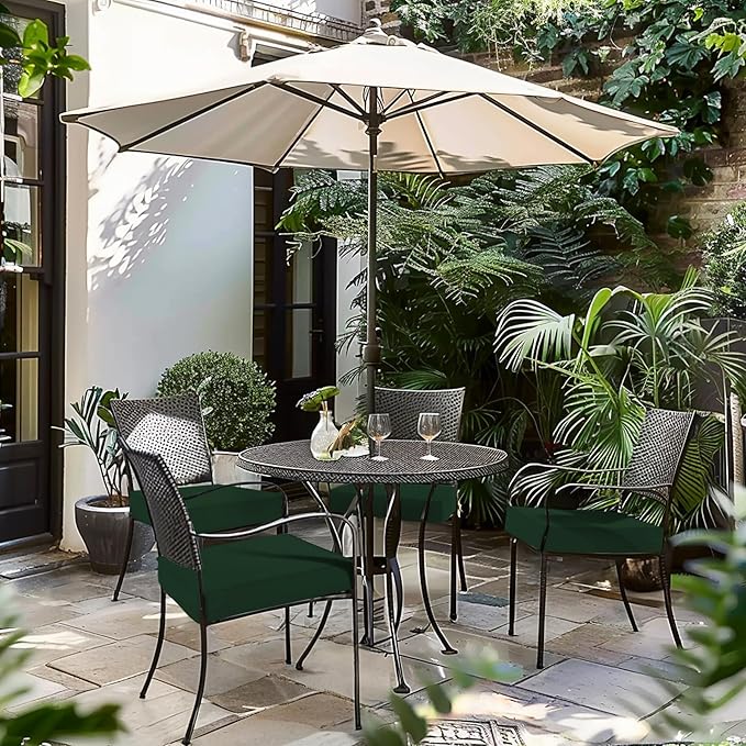 Favoyard Patio Chair Cushions 19 x 19 x 3 Inch Waterproof Outdoor Seat Cushions for Patio Furniture 3-Year Color Fastness Garden Sofa Couch Chair Pads with Handle & Adjustable Straps Set of 2, Green-VerdiqueGarden