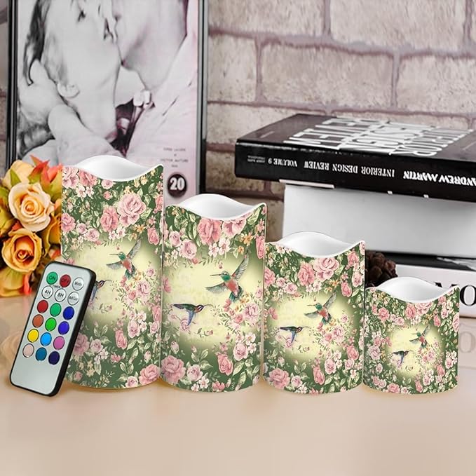 Ystardream Fortune Hummingbird Flameless Candles Battery Powered with Multicolor Timer Remote Control Everlasting Fake Candles for Party Garden Indoor Outdoor Coastal Decors-VerdiqueGarden