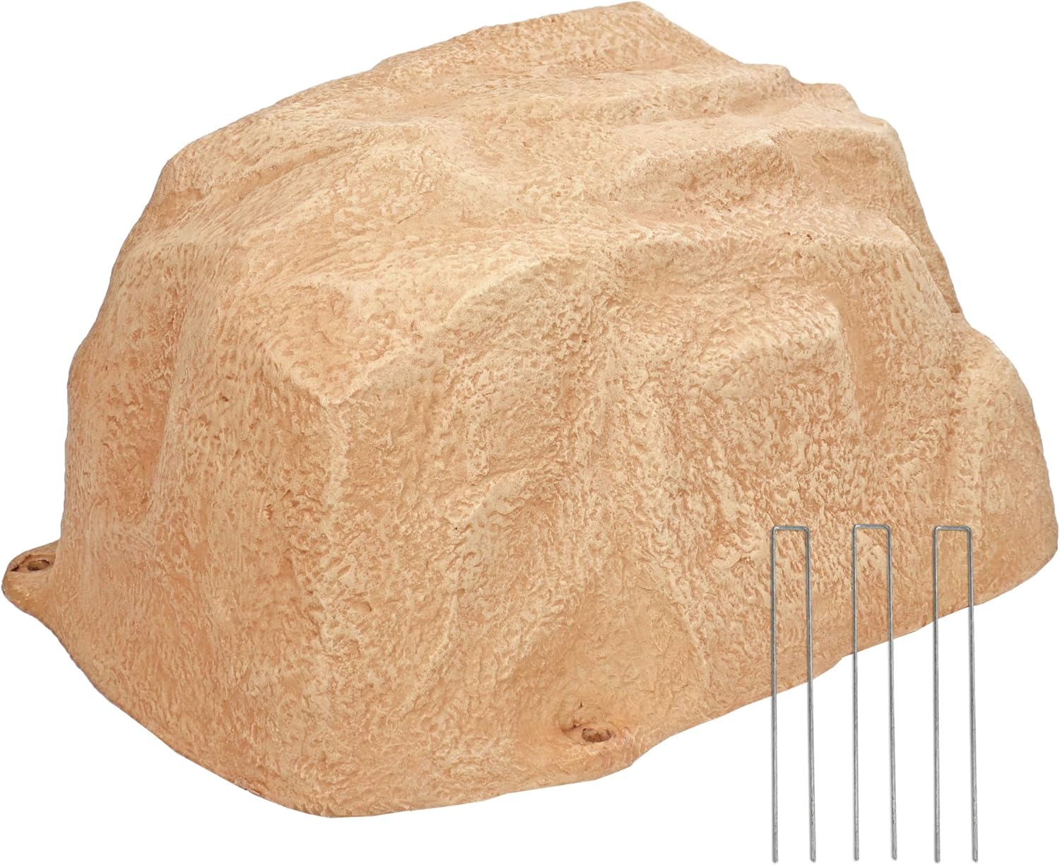 Sunnydaze 14” H Polyresin Faux Landscape Rock Cover - Lightweight Fake Rock Well Pump Cover for Outside - Sand-VerdiqueGarden