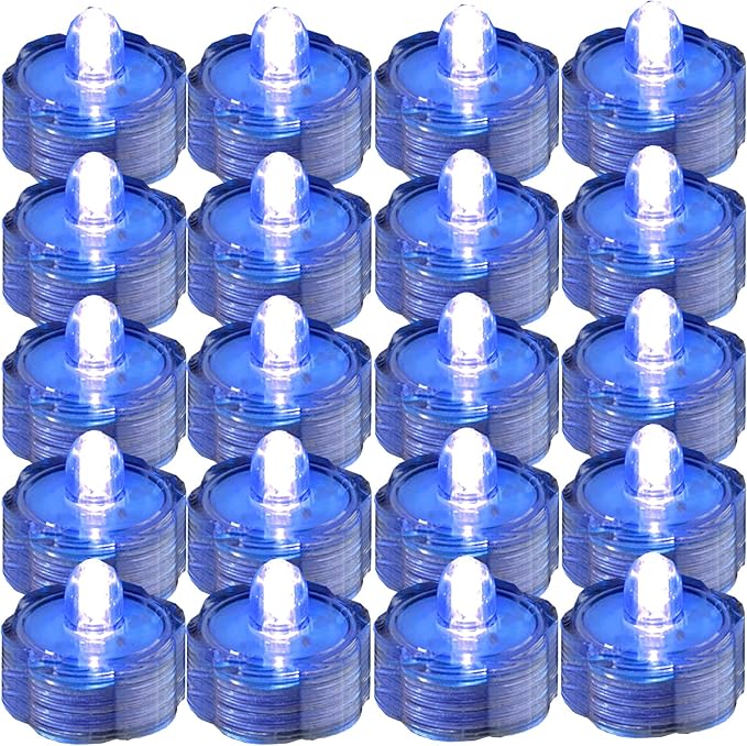 Bright LED Floral Tea Light Vase Submersible Lights for Party Wedding (Blue, 20 Pack)-VerdiqueGarden
