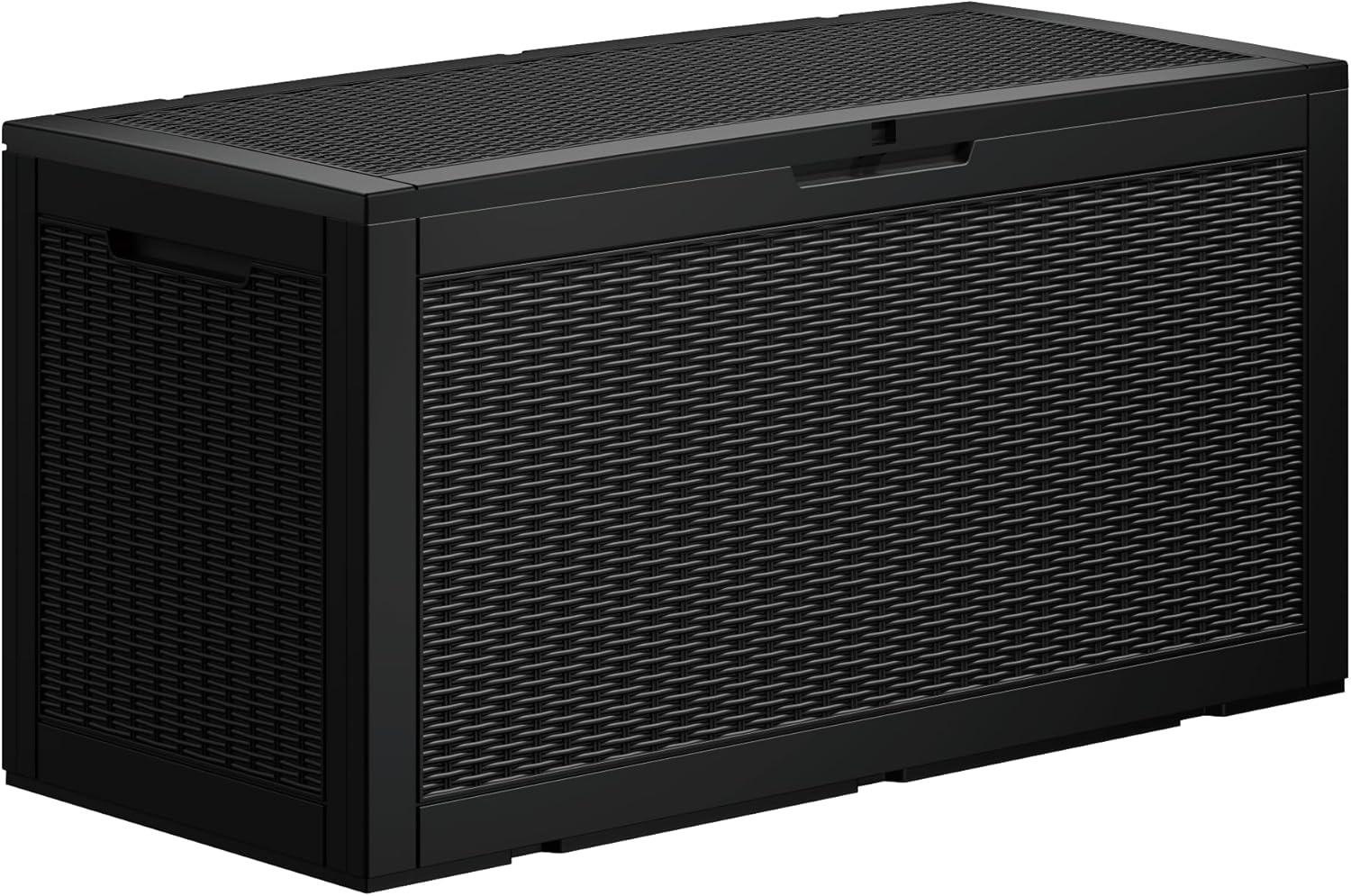 Heavy-Duty 100 Gallon Outdoor Storage Box - All-Weather Patio & Garden Storage Box Waterproof, Lockable Resin Deck Chest for Pool Accessories, UV-Resistant, Obsidian Black-VerdiqueGarden