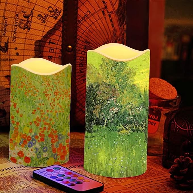 Ystardream Plastic Moving Flickering LED Candles with Remote Color Changing & Timer, 4 Packs Won't Melt Candles for Room Decor Accessories for Christmas Halloween-VerdiqueGarden