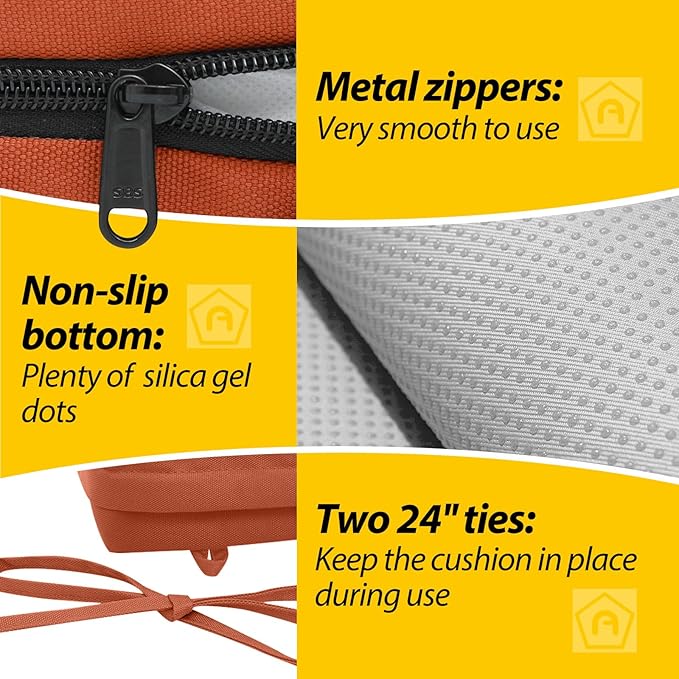 AAAAAcessories Outdoor Seat Cushions for Chairs, Waterproof, Fade-Resistant Patio Furniture Replacement Cushions, 18.5" x 16" x 3", Set of 2, Rust-VerdiqueGarden