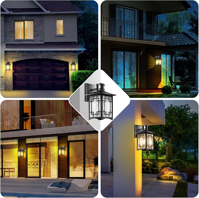 Dusk to Dawn Motion Sensor Light, Outdoor Light Fixture, Aluminum Wall Sconce Lighting, Front Porch Light, Exterior Lights for House Patio, Outside Lights, Wall Mount Anti-Rust Lantern-VerdiqueGarden