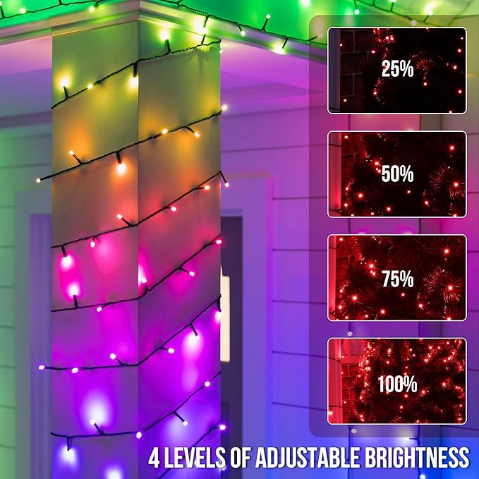 164 FT 500 LED Christmas String Lights, Waterproof RGB String Lights with Remote Control&Timer Function, 24 Colors Changing Fairy Lights for Indoor Outdoor Room Wall Christmas Tree Party Decoration-VerdiqueGarden