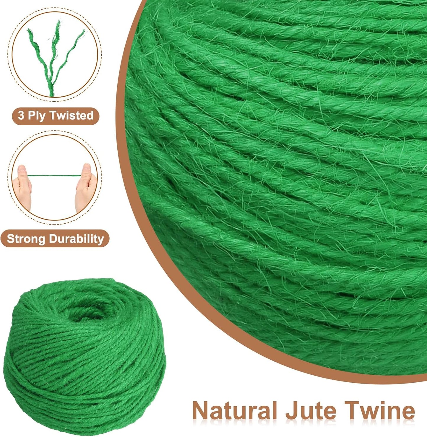 uxcell 328 Feet Natural Jute Twine String,3mm Thin Garden Twine Rope Colored Plant String Cord for DIY Art Crafts Gift Wrapping Decoration Packing Gardening Plant Hanger,Green-VerdiqueGarden