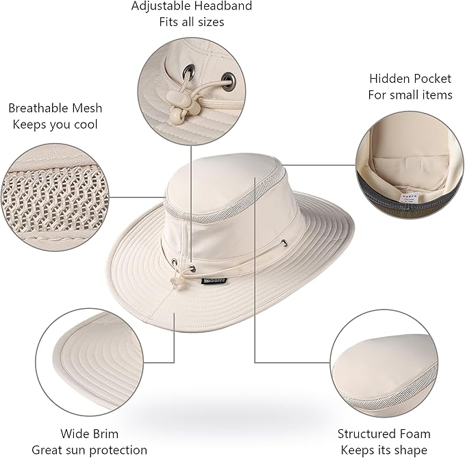 Cimarron Wide Brim Safari Sun Hat for Women & Men – UPF 50+ Outdoor Fishing Hat | Hiking, Running Travel Sun Protection Hat-VerdiqueGarden