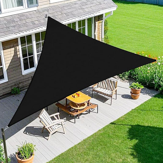 Amagenix Sun Shade Sail 18'X18'X18' Curved Edge Outdoor Shade Canopy Black Breathable 95% UV Block Shade Cloth for Patio Garden Backyard (We Make Custom Size)-VerdiqueGarden