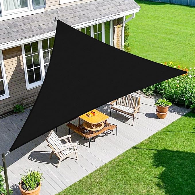 Amagenix Sun Shade Sail 18'X18'X25.5' Curved Edge Outdoor Shade Canopy Black Breathable 95% UV Block Shade Cloth for Patio Garden Backyard (We Make Custom Size)-VerdiqueGarden