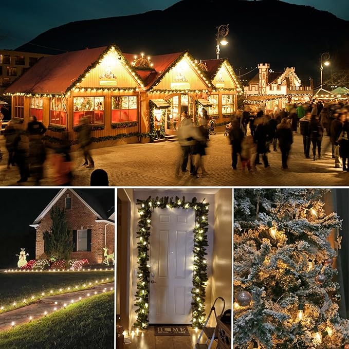 25 Pack C9 LED Replacement Christmas Light Bulbs, Soft White 2700K Waterproof Shatterproof Outdoor String Lights Vintage LED Filament Bulb, E17 Base, Commercial Grade Holiday Decoration Bulbs-VerdiqueGarden