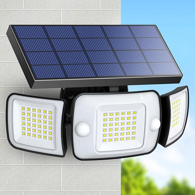 intelamp Solar Outdoor Lights,6000mAh Motion Sensor with Dual Sensors,Waterproof Solar Flood Lights 270°Wide Angle for Outside with 3 Modes-VerdiqueGarden