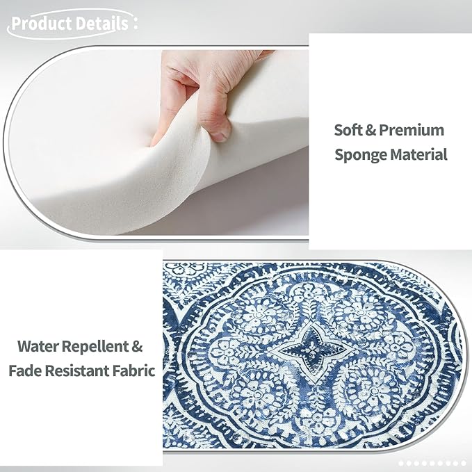 Indoor/Outdoor Chair Cushions 16x17 Inch, Patio Chair Cushions with Ties, All Weather Seat Cushions for Patio Furniture Home Garden Chair Use, Set of 2,Medallion Blue-VerdiqueGarden