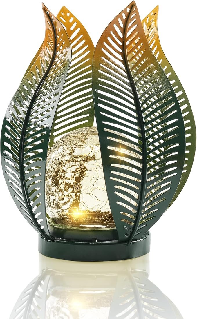 Solar Garden Lights Outdoor Decorations Garden Decor,Crackle Globe Glass,Gardening Gifts Waterproof Solar Lights for Outdoor Decor Patio,Lawn,Balcony,Porch,Yard Art-VerdiqueGarden