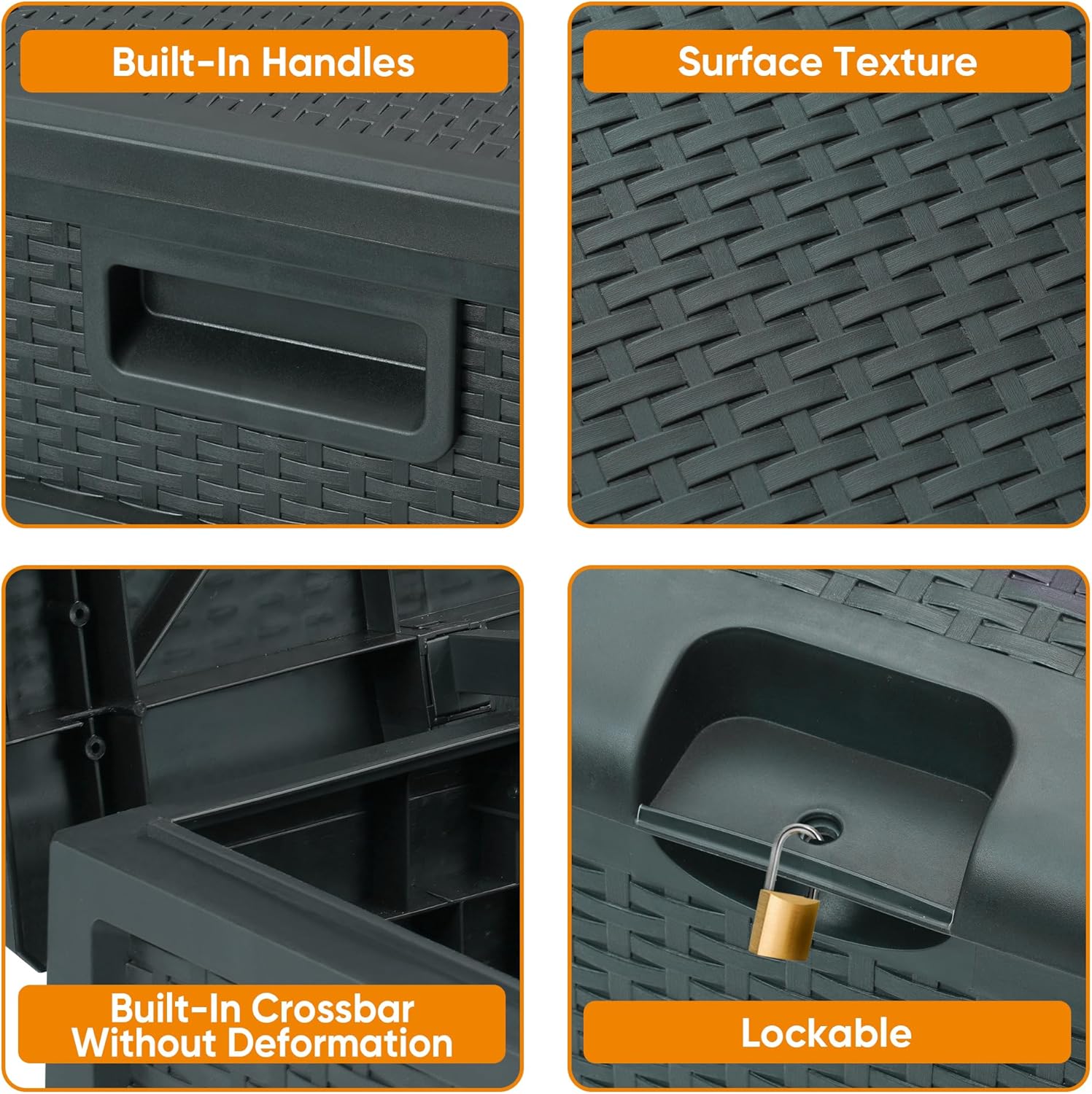 125 Gallon Resin Deck Box, Weatherproof Outdoor Storage Box for Patio, Garden, Pool, and Yard, Lockable Waterproof Bin for Tools, Cushions, and Accessories, Grey-VerdiqueGarden