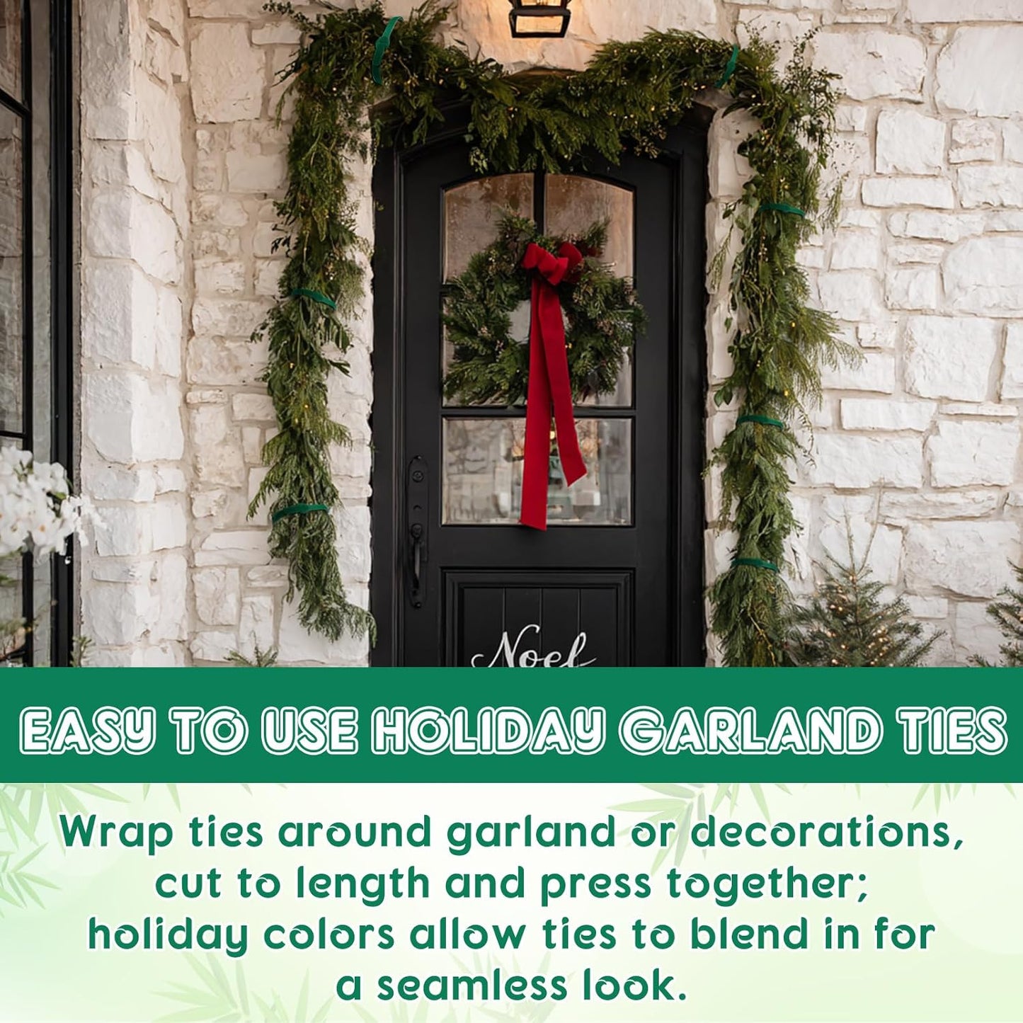 80 Pcs 12 Inch Christmas Garland Ties Green Adjustable Holiday Banister Ties Reusable Fastener Strap Nylon Garden Plant Cable Strap Christmas Tree Wreath Hook Loop Organizer for Home Office-VerdiqueGarden