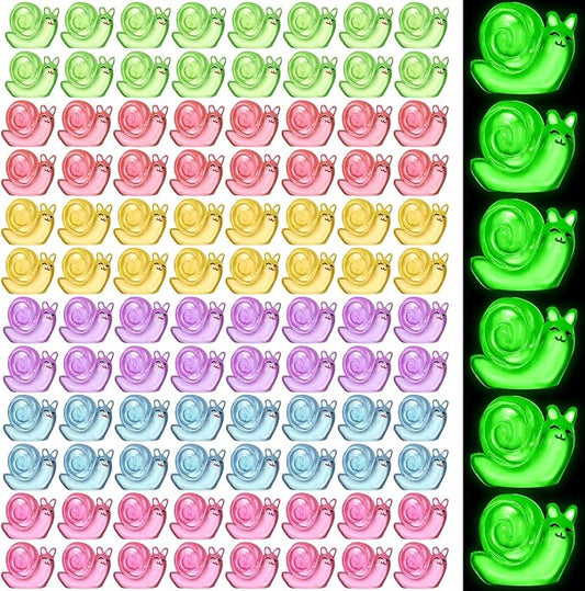 180 Pcs Luminous Resin Snail Miniatures Mini Animals Figures Cute Snail Figurine Fairy Decor Animal Ornament for Garden Landscape Home Accessories Craft Cake Decoration DIY-VerdiqueGarden