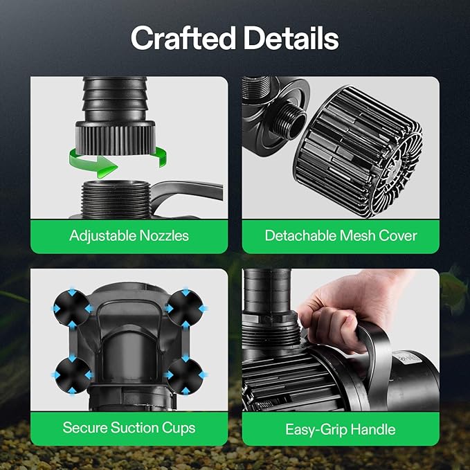 VIVOSUN 4500 GPH Submersible Water Pump, 220W Pond Pump, Ultra Quiet Aquarium Pump with 19FT. Lift Height for Pond Waterfall, Fish Tank, Statuary, or Hydroponics-VerdiqueGarden