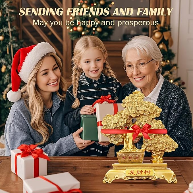 Top Resin Money Tree, Artificial Bonsai Tree - Feng Shui Decor & Gifts for Home, Feng Shui Statue, Chinese New Year Decoration, Chinese Decor & Gifts-VerdiqueGarden