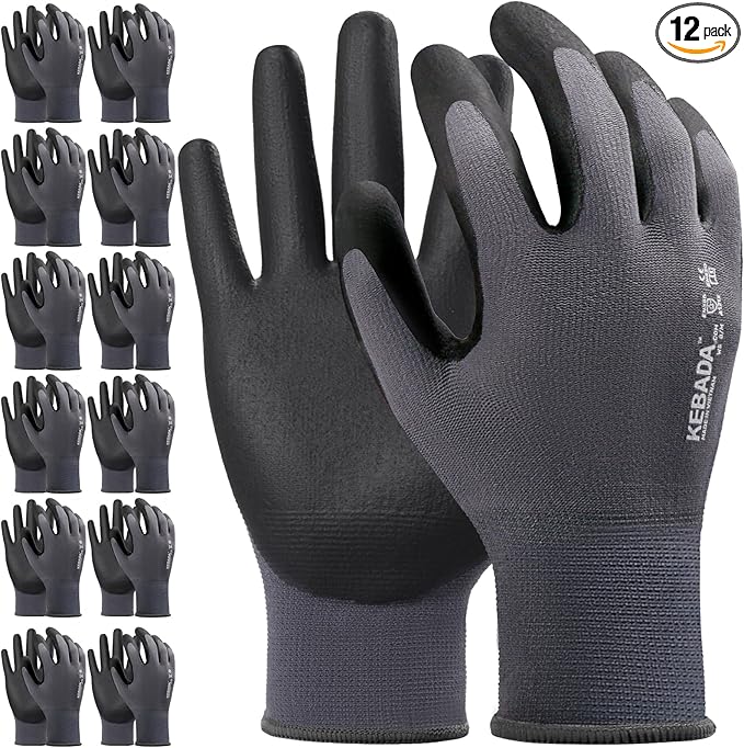 Kebada Work Gloves for Men and Women, Foam Nitrile Coated Safety Gloves with Grip, Ideal for Warehouse Package Handling, Gardening, Mechanic and Construction, XL-VerdiqueGarden