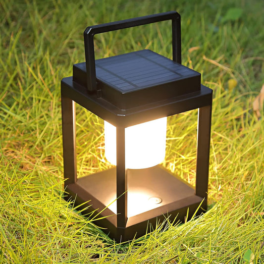 LETRY Outdoor Table Lamp, Brightness LED Nightstand Lantern, Portable Rechargeable Solar Lamp Waterproof, Touch Control Outdoor Lamps Cordless Lights Decorative for Patio/Walking/Reading/Camping-VerdiqueGarden